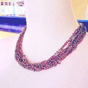 ZAD Bronze Multi Strand Beaded Statement Necklace Gold Clasp NWT